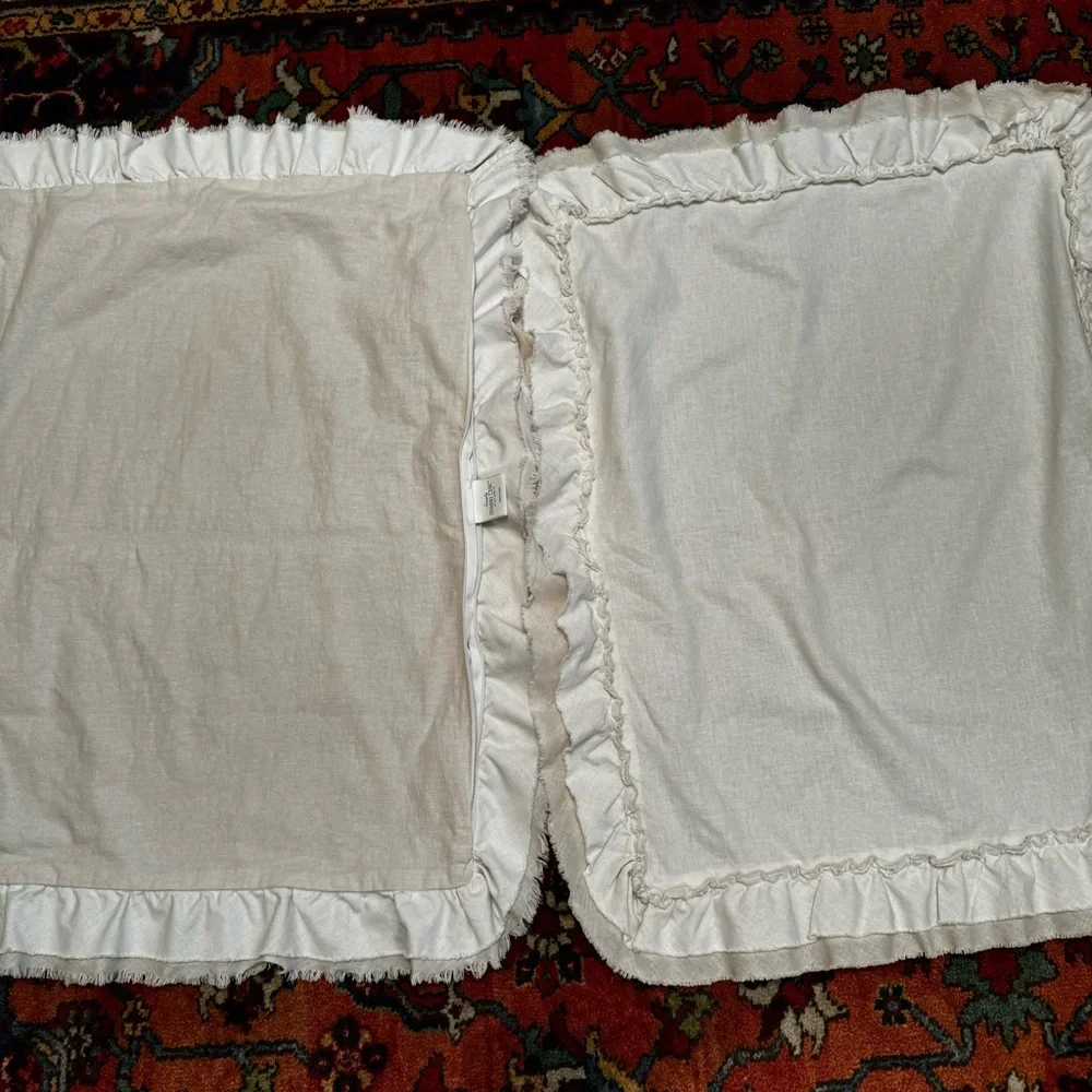 Simply Shabby Chic Linen/Cotton Raw Edge Ruffled Duvet Set - FULL/QUEEN